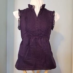 Converse One Star purple pin-tucked blouse, medium